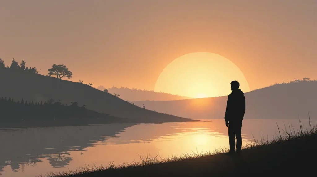 ব্রেকআপের পর একাকী সূর্যাস্তের দিকে তাকিয়ে থাকা এক ব্যক্তি